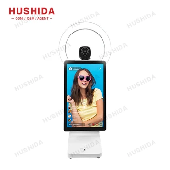HUSHIDA 13.3/15.6 אינץ ' 4k וידאו מיקסר Switcher מקצועי נייד Live Streaming המכשיר עם מלא אור הטלפרומטר