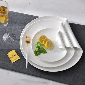 רויאל כלי עגול סדיר פורצלן לבן קייטרינג לבן צלחות קרמיקה צלחות סטים מחבתות עבור המסעדה.