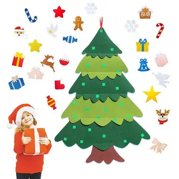 הרגשתי חג המולד קישוטי קיר קישוטים עם עץ צורה הרגשתי תליות קישוטים עם Gingerbread שלג לילדים DIY דבק