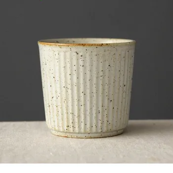 רטרו ספל קפה גס כלי חרס כוס תה פסים אנכיים Teaware בעבודת יד מים כוס סיני המשרד קרמיקה חלב, ספלי תה