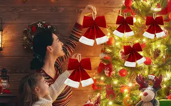 ביתיים דקורטיביים חג המולד קשתות עמיד עץ חג המולד תלוי Mini חג המולד קשתות נייד גדול אדום רך קשתות עבור חג המולד.