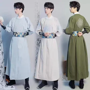 אופנה טאנג שושלת מינג Hanfu זכר סין המודרנית המסורתית רקמה לשני המינים נשים גברים צוואר עגול החלוק סיני