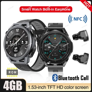 AMOLED Smartwatch 4GB ROM לבנות אלחוטית, אוזניות Bluetooth חכם שעונים לגברים, נשים NFC המוזיקה המקומית להתקשר ספורט שעון חכם